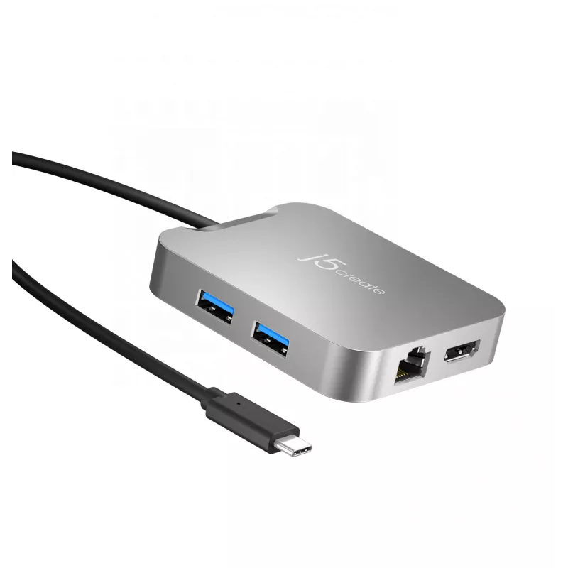 Adaptador multiportas USB-C® PD j5create JCD391 4K60 Elite, prateado
