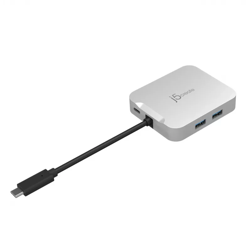 Adaptador multiportas USB-C® PD j5create JCD391 4K60 Elite, prateado
