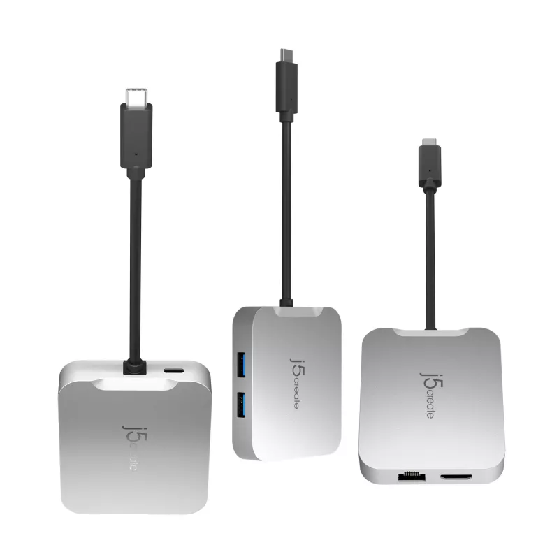 Adaptador multiportas USB-C® PD j5create JCD391 4K60 Elite, prateado