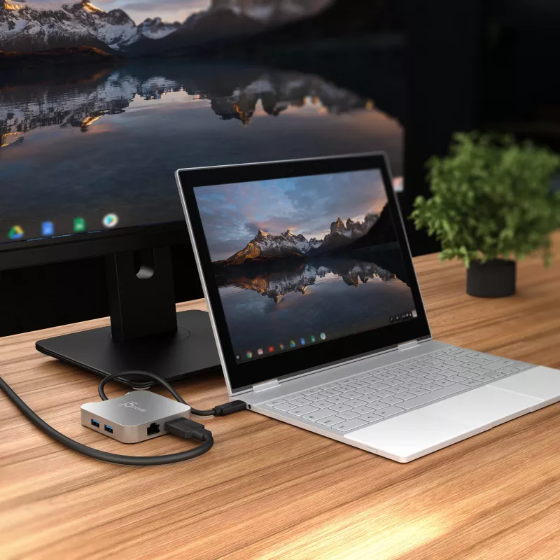Adaptador multiportas USB-C® PD j5create JCD391 4K60 Elite, prateado