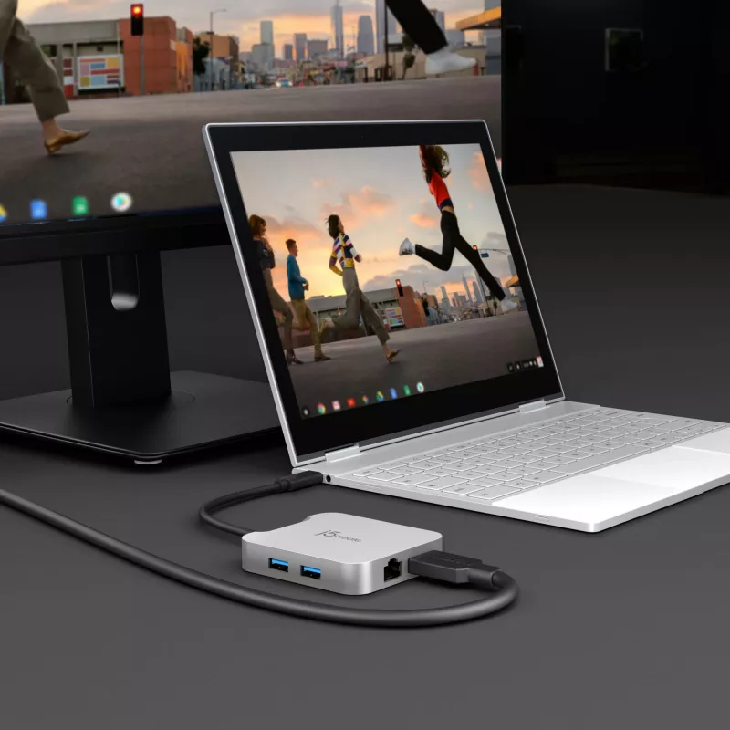 Adaptador multiportas USB-C® PD j5create JCD391 4K60 Elite, prateado