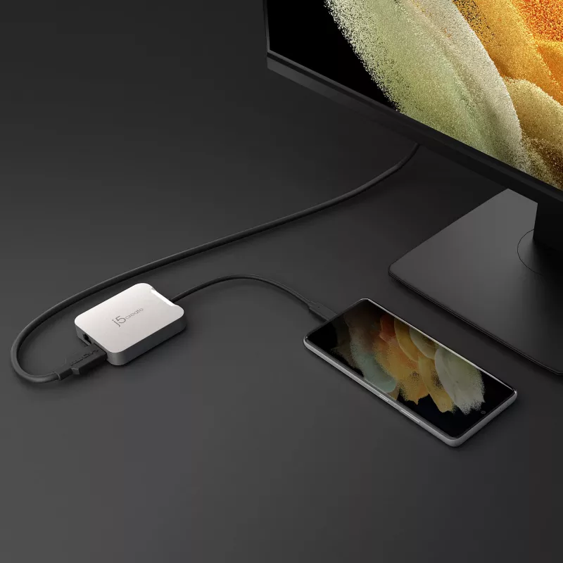 Adaptador multiportas USB-C® PD j5create JCD391 4K60 Elite, prateado