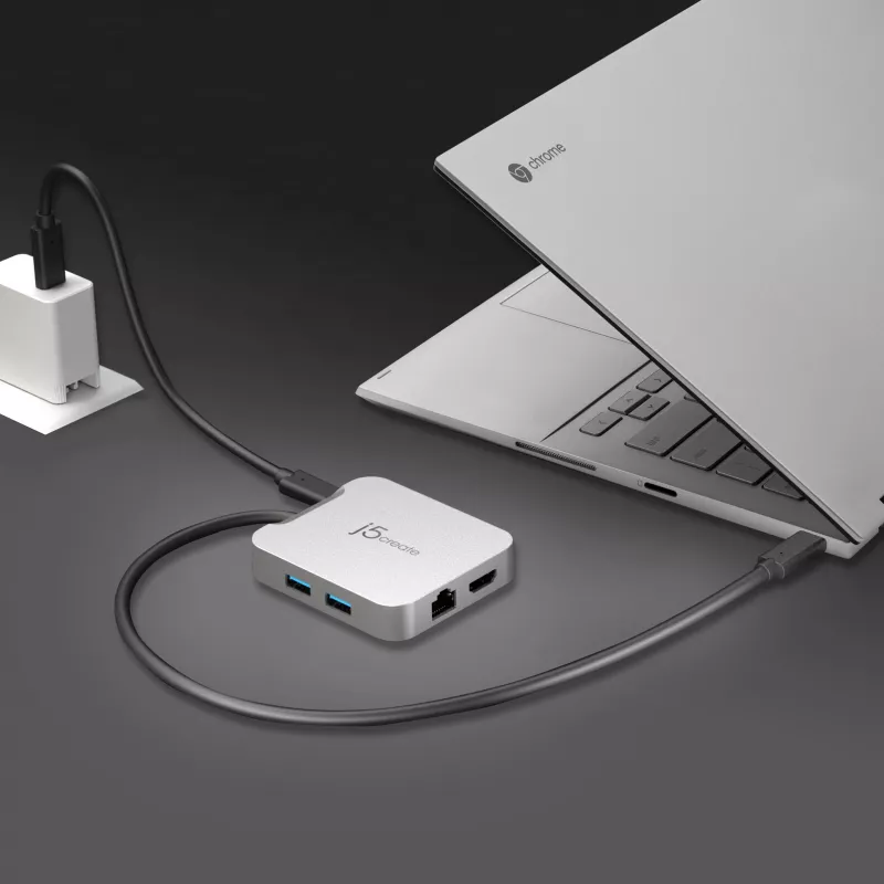 Adaptador multiportas USB-C® PD j5create JCD391 4K60 Elite, prateado
