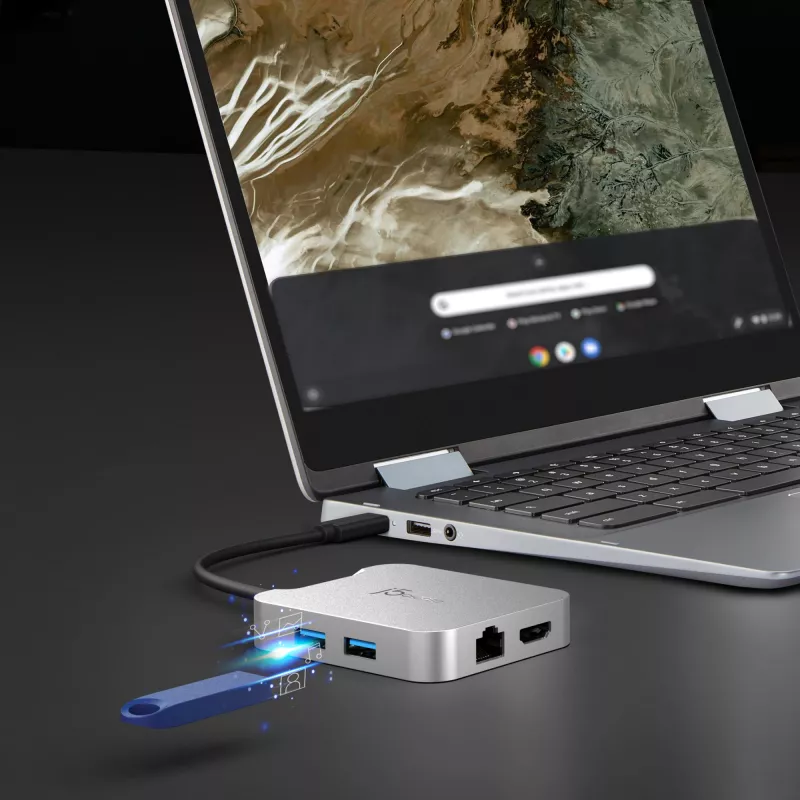 Adaptador multiportas USB-C® PD j5create JCD391 4K60 Elite, prateado