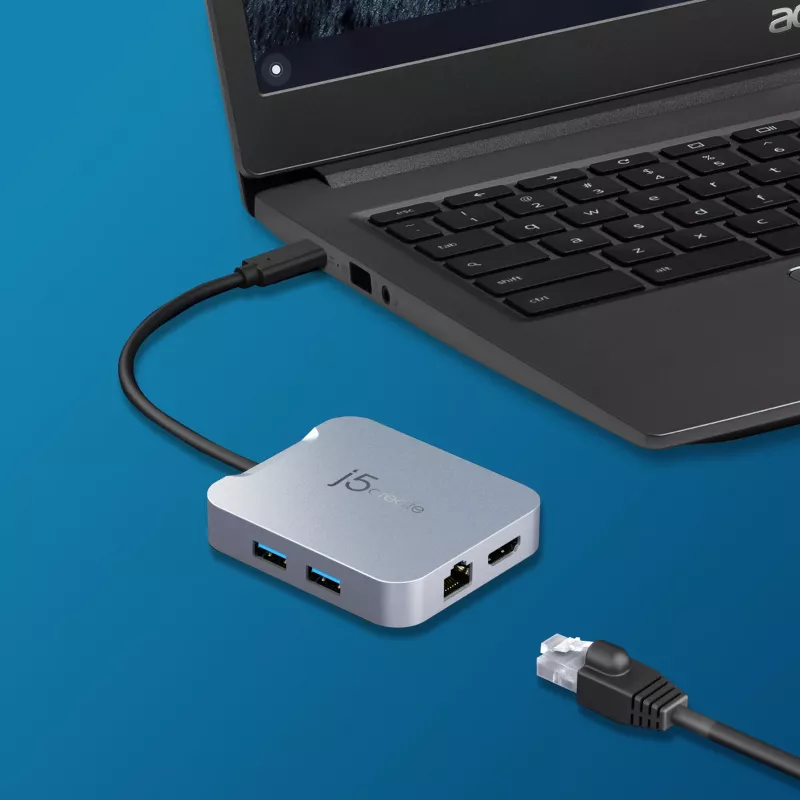 Adaptador multiportas USB-C® PD j5create JCD391 4K60 Elite, prateado