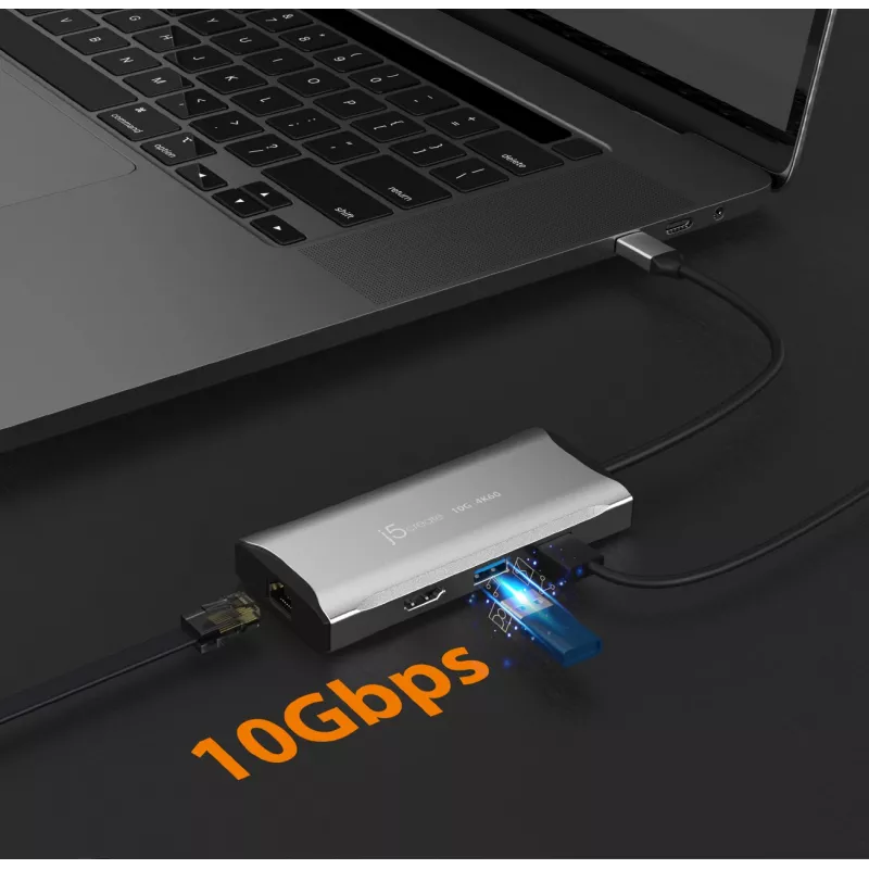 Dock de viagem USB-C® 10Gbps j5create JCD392 4K60 Elite, Space Grey