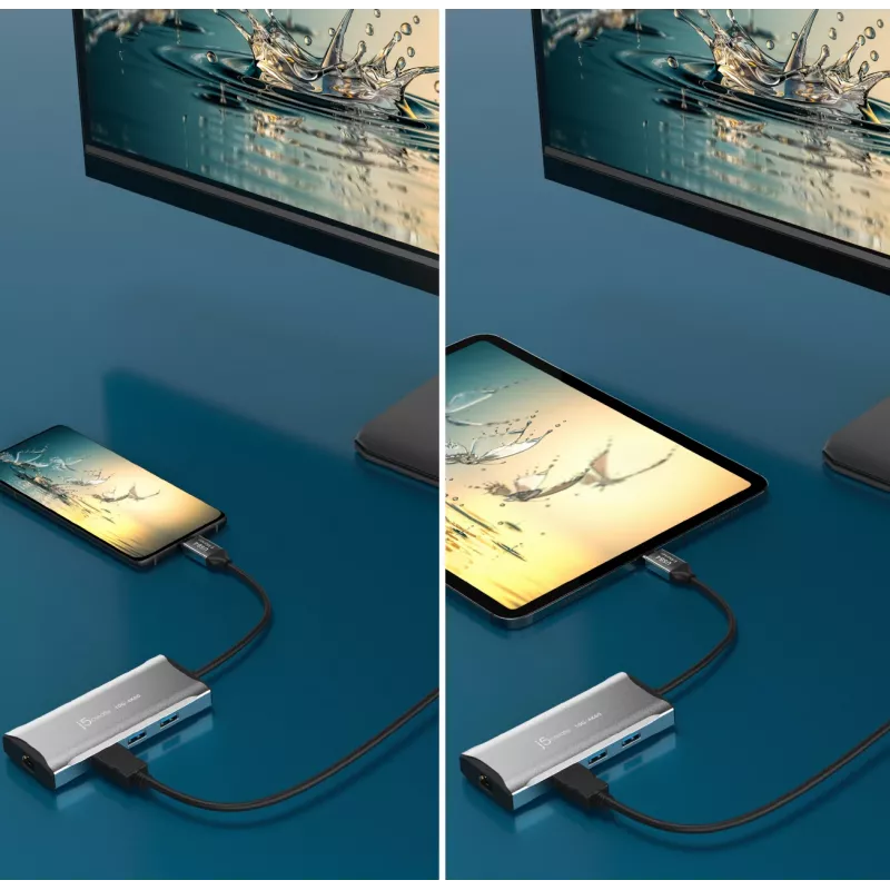Dock de viagem USB-C® 10Gbps j5create JCD392 4K60 Elite, Space Grey