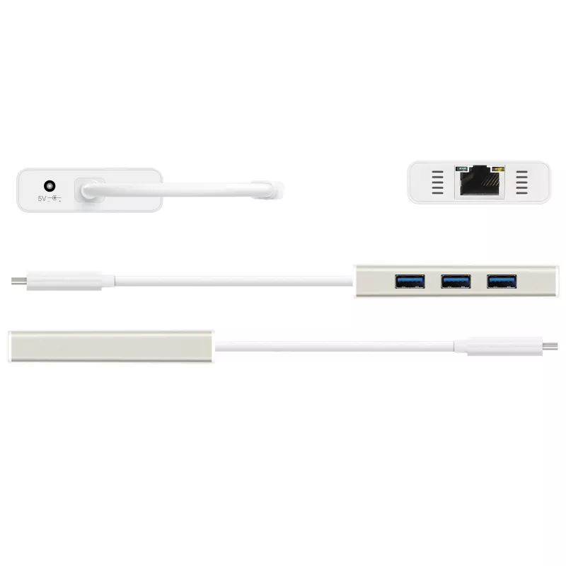 Adaptador múltiplo USB-C™ Gigabit Ethernet e hub j5create JCH471, Metallic Champagne