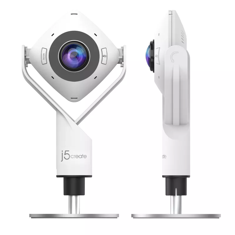 j5create JVCU360 360360° Webcam allround, resolução de gravação de vídeo 1080p, branco e preto