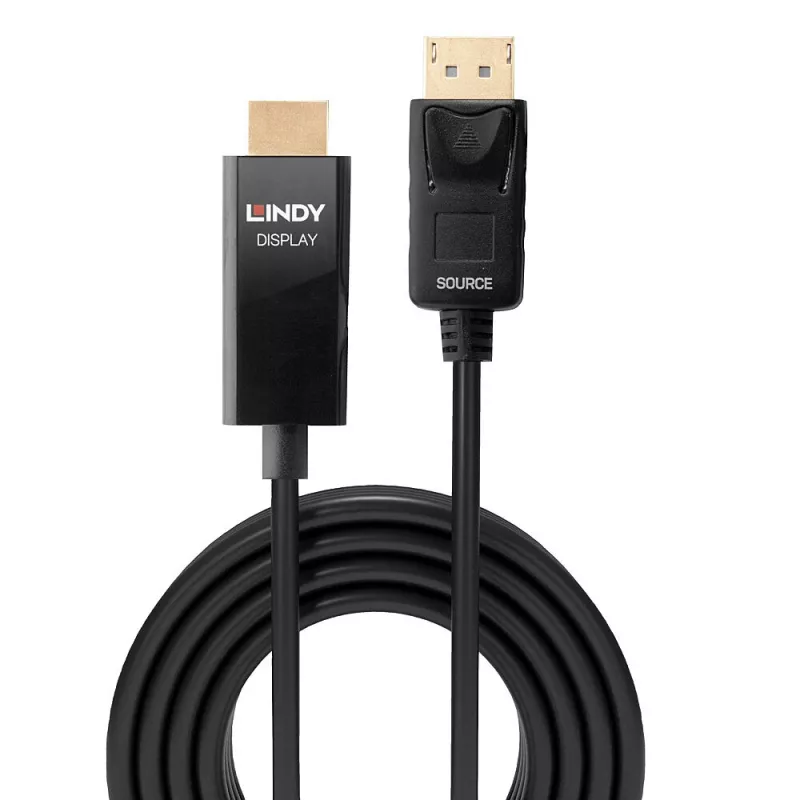 Cabo adaptador DP para HDMI Lindy 5m com HDR DisplayPort HDMI
