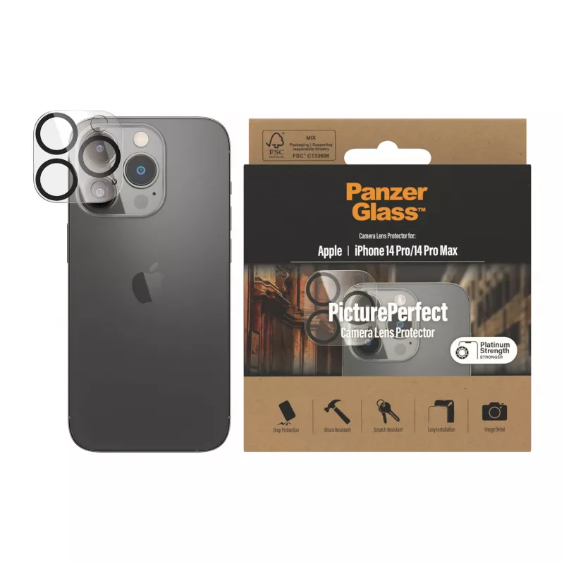 Proteção de objetiva de câmara PanzerGlass Apple iPhone 14 Pro 14 Pro Max resistente a riscos e choques
