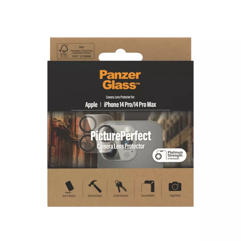 Proteção de objetiva de câmara PanzerGlass Apple iPhone 14 Pro 14 Pro Max resistente a riscos e choques