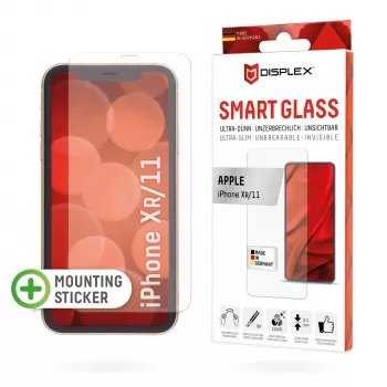 Displex Smart Glass (9H) para Apple iPhone XR/11, autocolante de montagem, inquebrável, ultrafino, invisível