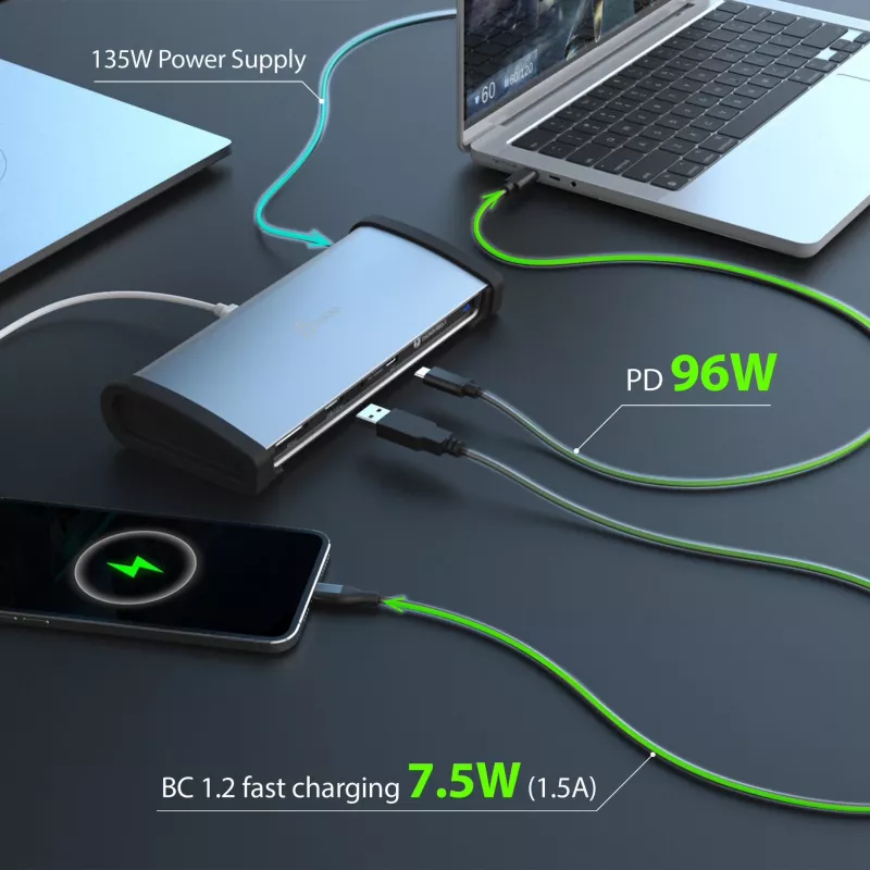 j5create JTD562 - Dock Thunderbolt™ 4 8K - EU, Com fios, Thunderbolt 4, 96 W, 3,5 mm, 10,100,1000 Mbit/s, Cinzento
