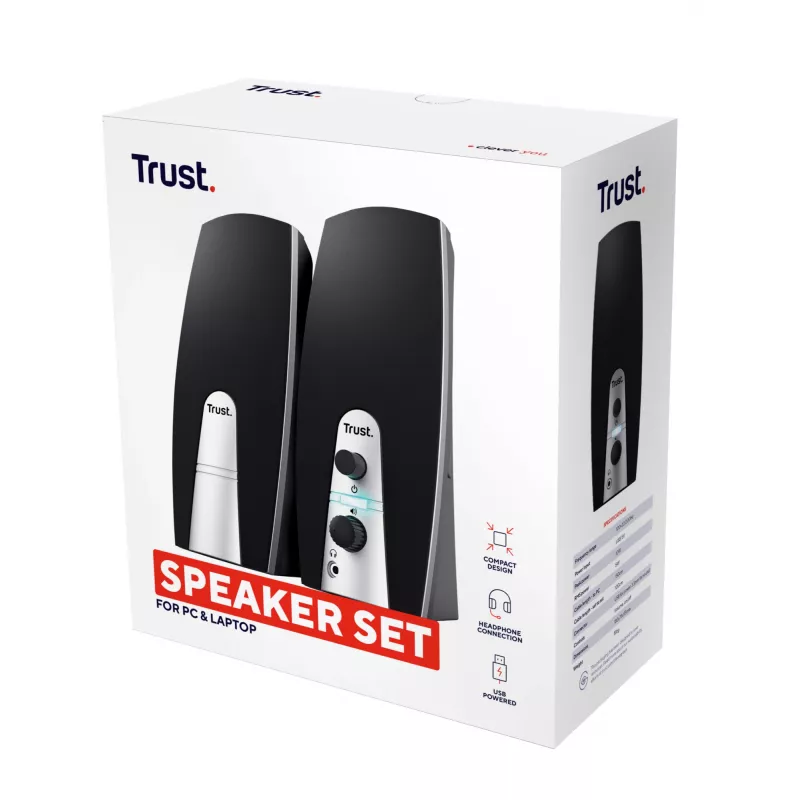 Conjunto de altifalantes Trust 24660 5 W PC/Portátil Preto, Metálico 2.0 canais