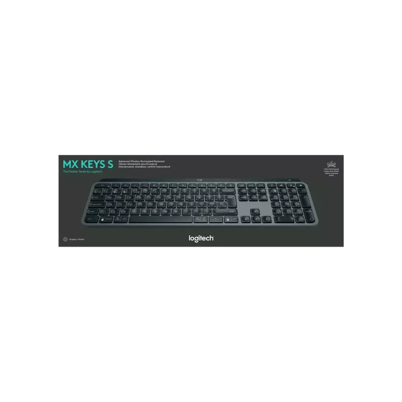 Teclado Logitech MX Keys S Universal RF Wireless + Bluetooth AZERTY Belga Grafite