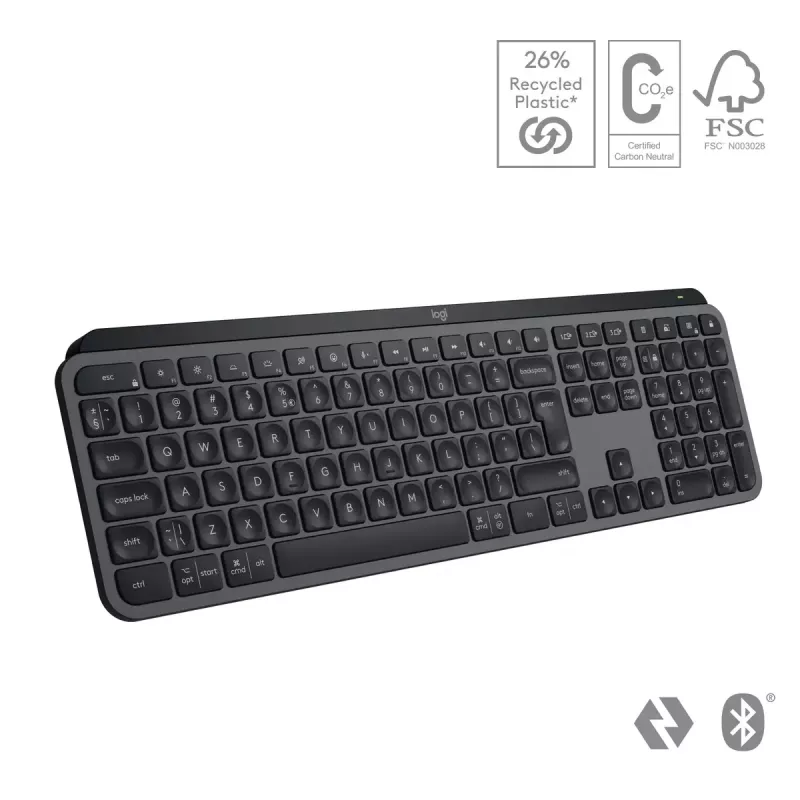 Teclado Logitech MX Keys S Universal RF Wireless + Bluetooth AZERTY Belga Grafite
