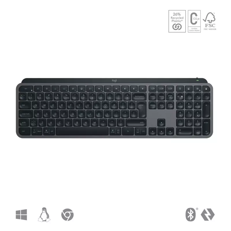 Teclado Logitech MX Keys S Universal RF Wireless + Bluetooth AZERTY Belga Grafite