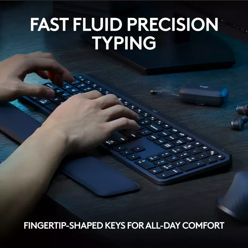 Teclado Logitech MX Keys S Universal RF Wireless + Bluetooth AZERTY Belga Grafite