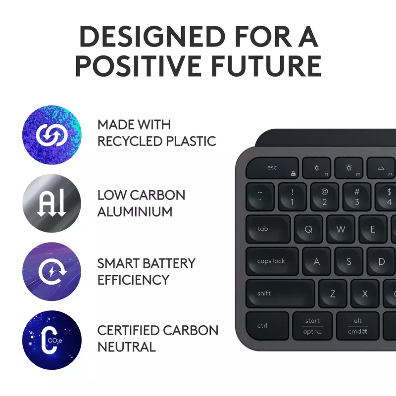 Teclado Logitech MX Keys S Universal RF Wireless + Bluetooth AZERTY Belga Grafite