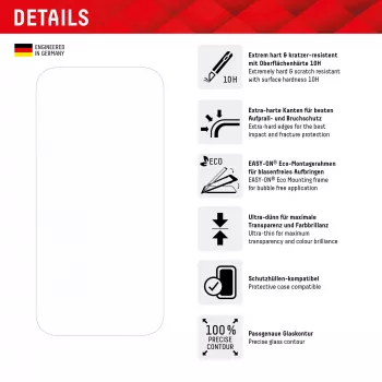 Película de proteção de ecrã + capa Displex para Apple iPhone 15 Plus, moldura de montagem Eco, resistente a riscos