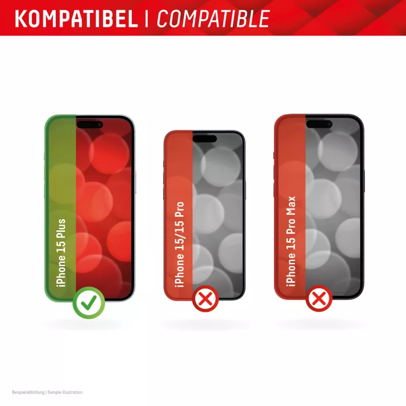 Película de proteção de ecrã + capa Displex para Apple iPhone 15 Plus, moldura de montagem Eco, resistente a riscos