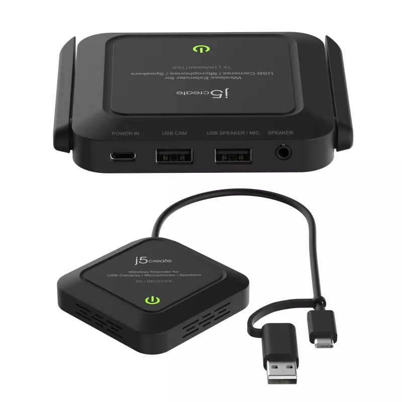 Extensor wireless j5create JVW120 para câmaras / microfones / altifalantes USB™, preto