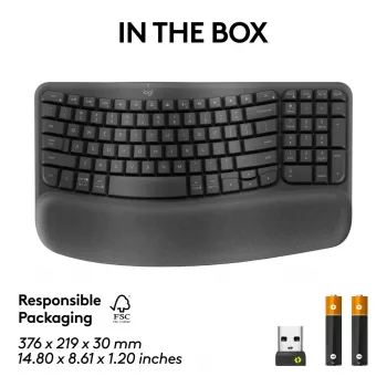 Logitech Wave Keys for Business Teclado ergonómico full-size sem fios