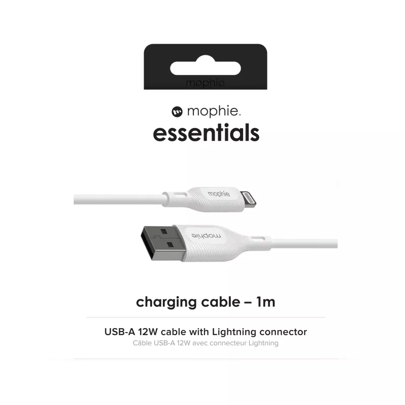 Cabo de carregamento mophie essentials 1M Lightning para USB A 12W