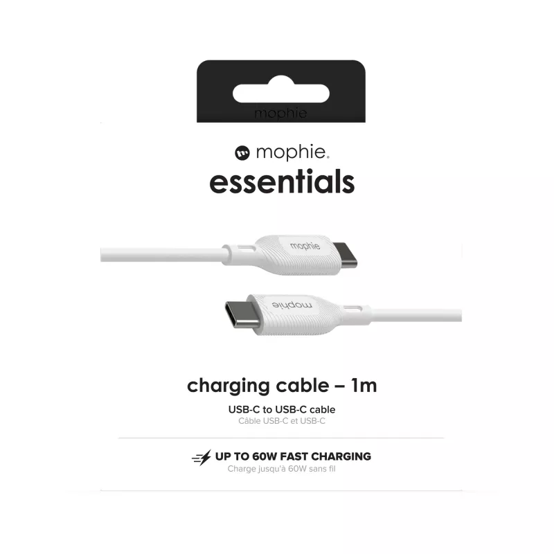 Cabo de carregamento mophie essentials | 1 m cabo USB USB 2.0 USB-C branco