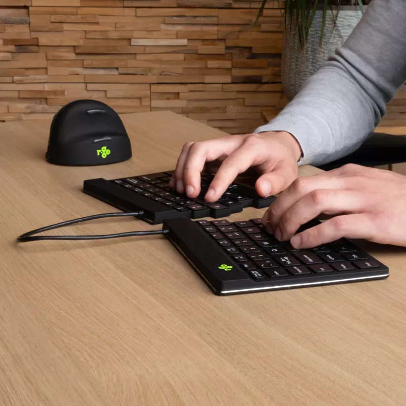 Teclado ergonómico R-Go Tools R-Go Split Break com software Break, teclado ergonómico dividido, QWERTZ (DE), Bluetooth, preto