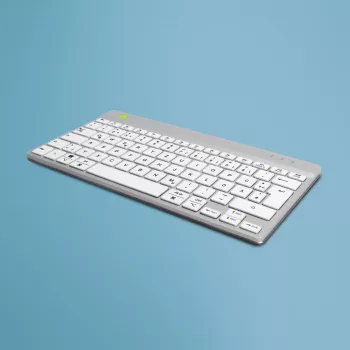 Teclado ergonómico R-Go Tools R-Go Compact Break, teclado compacto com software de pausas, QWERTZ (DE), Bluetooth, branco