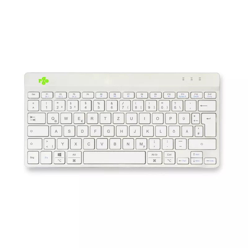 Teclado ergonómico R-Go Tools R-Go Compact Break, teclado compacto com software de pausas, QWERTZ (DE), Bluetooth, branco