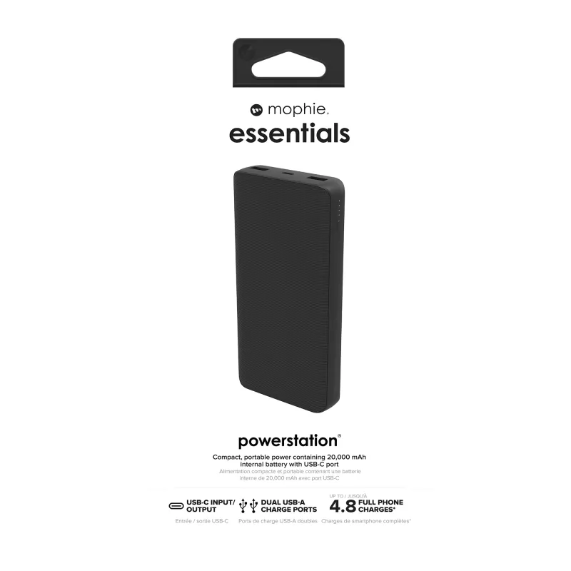 mophie essentials powerstation 20K 20.000 mAh preto