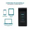 Carregador Ravanson Mobilis 100W GaN 2×USB‑C + 1×USB‑A AC para interior — para portátil, smartphone, tablet — preto