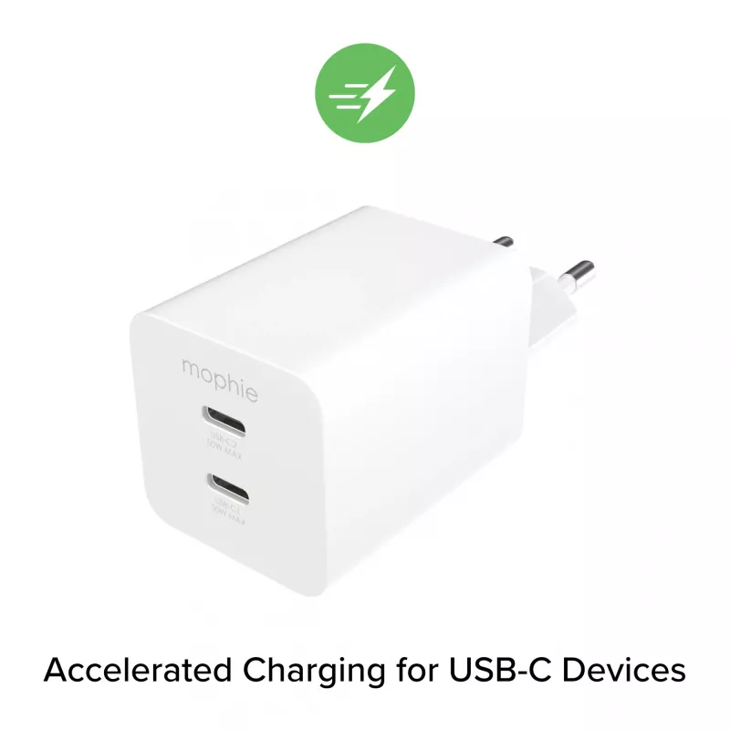 Fonte de alimentação Zagg 50W 2x USB-C branco — Zagg mophie essentials