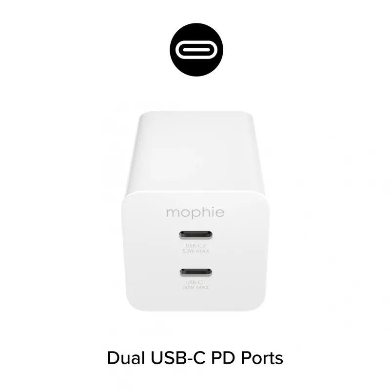 Fonte de alimentação Zagg 50W 2x USB-C branco — Zagg mophie essentials