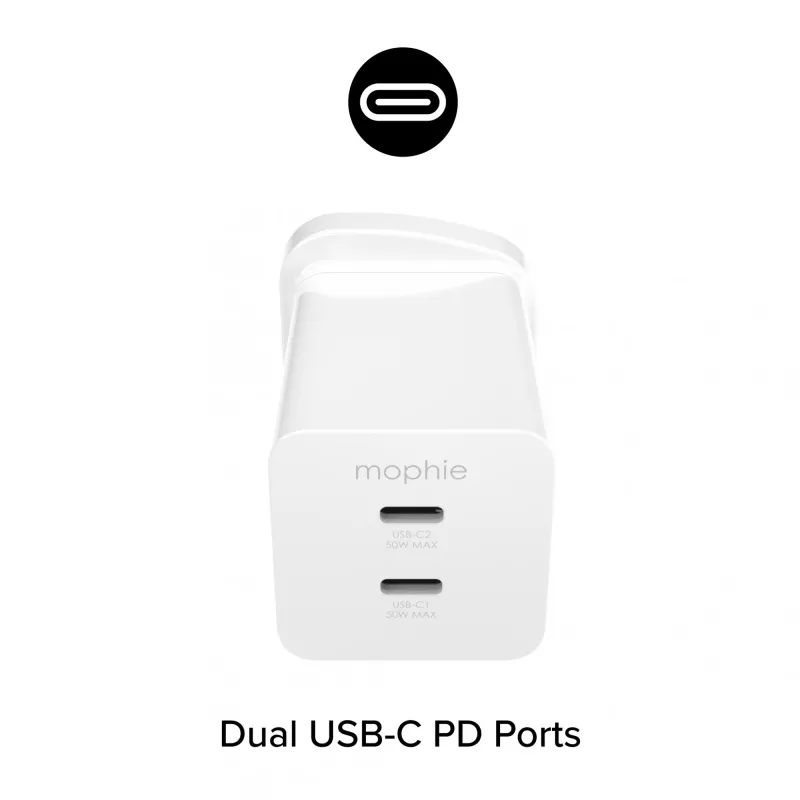 Fonte de alimentação Zagg 50W 2x USB-C branco — Zagg mophie essentials