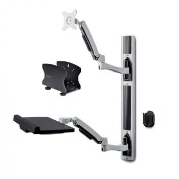 Estação de trabalho de montagem na parede StarTech.com, suporte VESA para monitores de 32 polegadas (22 lb/10 kg), suporte de monitor único totalmente articulado e bandeja para teclado com suporte para computador/PC de secretária, secretária elevatória