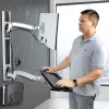 Estação de trabalho de montagem na parede StarTech.com, suporte VESA para monitores de 32 polegadas (22 lb/10 kg), suporte de monitor único totalmente articulado e bandeja para teclado com suporte para computador/PC de secretária, secretária elevatória