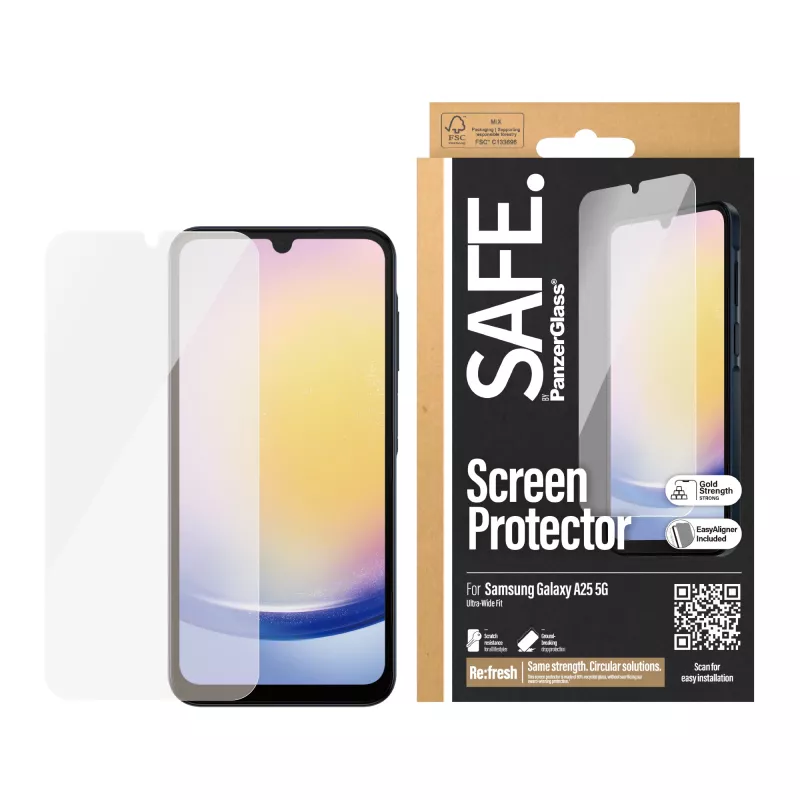 PanzerGlass SAFE. by ® proteção de ecrã Samsung Galaxy A25 5G | Ultra-Wide Fit com EasyAligner