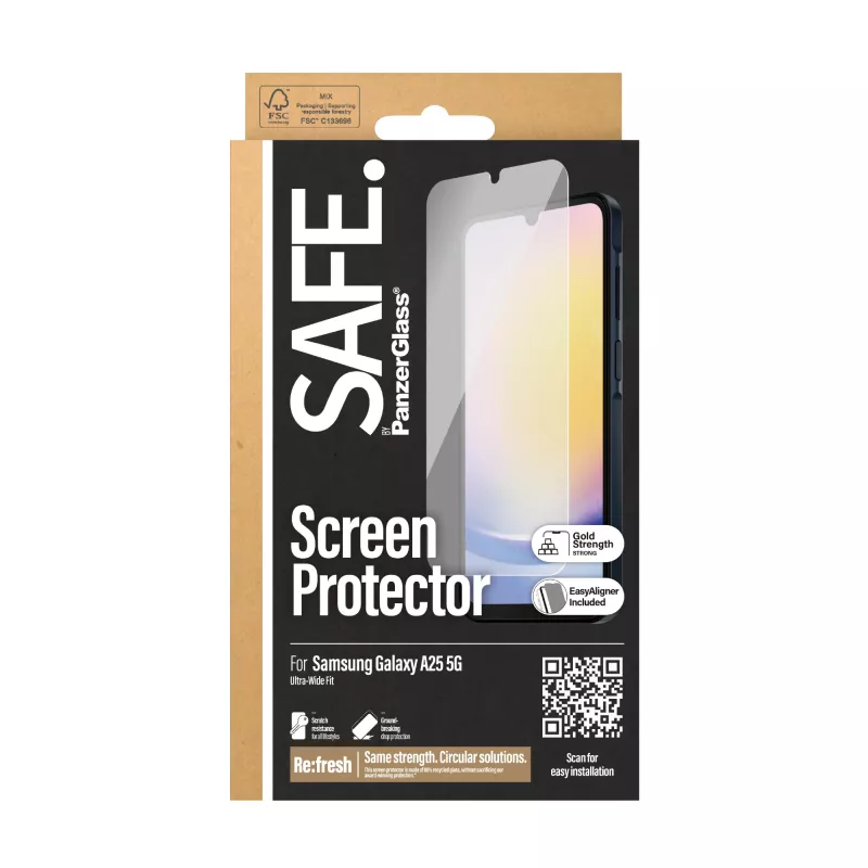PanzerGlass SAFE. by ® proteção de ecrã Samsung Galaxy A25 5G | Ultra-Wide Fit com EasyAligner