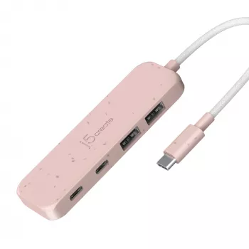 Hub USB-C j5create JCH342ER-N 4 portas Type-C Type-A Gen 2 10000 Mbit/s rosa