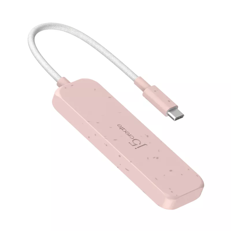 Hub USB-C j5create JCH342ER-N 4 portas Type-C Type-A Gen 2 10000 Mbit/s rosa