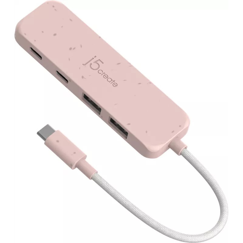 Hub USB-C j5create JCH342ER-N 4 portas Type-C Type-A Gen 2 10000 Mbit/s rosa