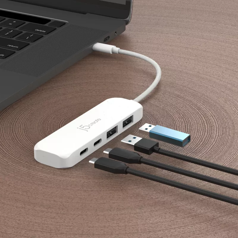 Hub j5create USB-C para 4 portas Type-C e Type-A Gen 2 ecológico