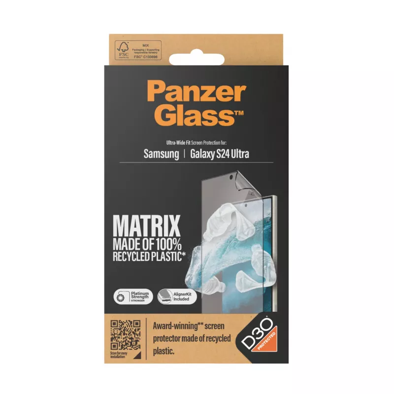 PanzerGlass ® ECO MATRIX proteção de ecrã com D3O® Samsung Galaxy S24 Ultra | Ultra-Wide Fit com AlignerKit
