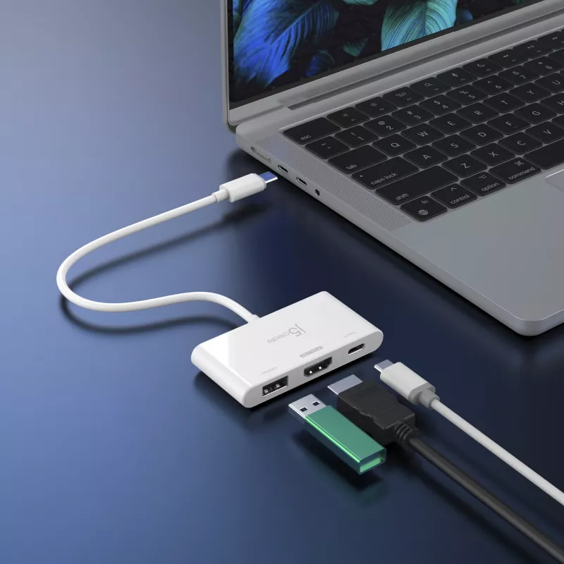 Adaptador j5create JCA399 USB-C® para HDMI™ 4K144Hz e USB™ 3.2 com Power Delivery 100W, Preto
