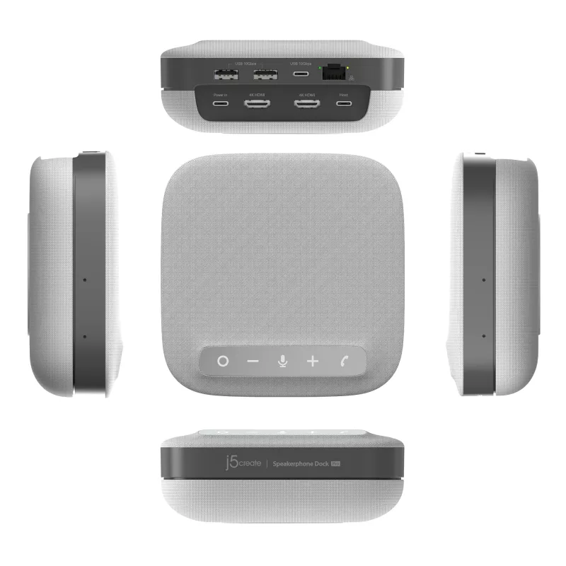 j5create JCDS337 USB-C® Dual 4K Speakerphone Dock Pro, preto