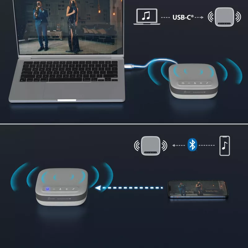 j5create JCDS337 USB-C® Dual 4K Speakerphone Dock Pro, preto